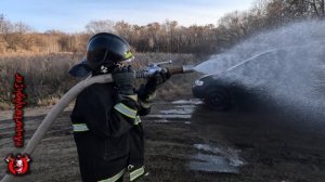 Практические занятия курсантов пожарного класса села Грибское по тушению пожара