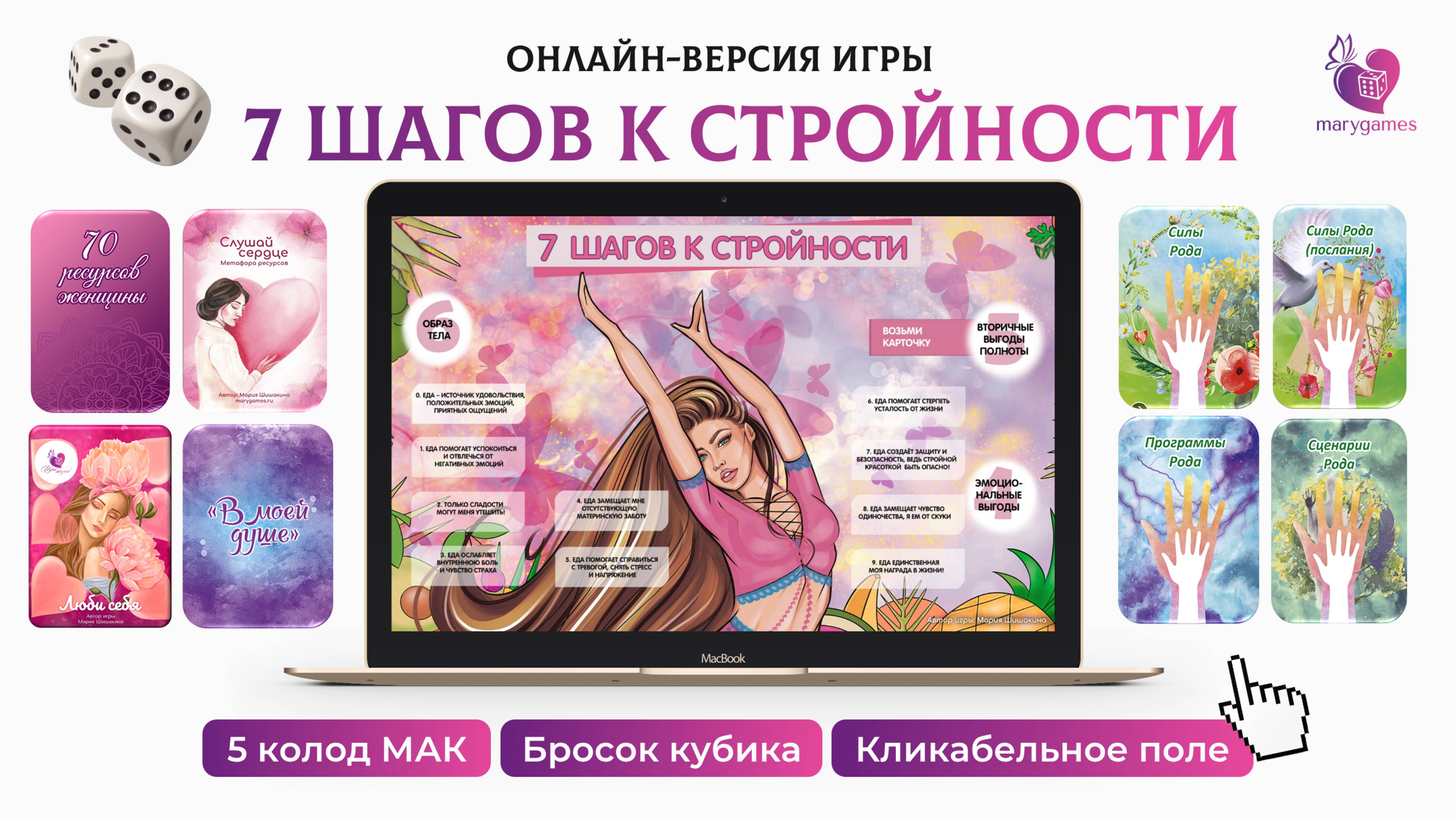 Интерактивная игра-презентация "7 шагов к стройности" с возможностью выбора МАК и работы онлайн