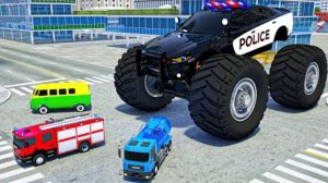 Сержант с большими колесами-монстрами Лукас задерживает преступников | Мультяшные тачки