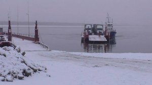 Паромная переправа приостановила работу из-за сильнейшего снегопада в Хабаровском крае
