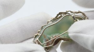 Брошь хризопраз 55*29мм. Арт: м830500