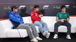 Пресс-конференция Бразилия 2025. Группа 1. Гасли, Стролл, Леклер (нейросеть)