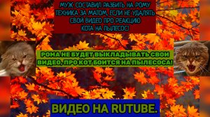 РОМА НЕ БУДЕТ ВЫКЛАДЫВАТЬ ВИДЕО ПРО РЕАКЦИЮ КОТА НА ПЫЛЕСОС! МУЖ СОСТАВИЛ УДАЛИТЬ РОМЫ ВИДЕО!