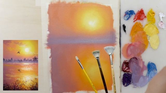 #9 Лебедь на озере. Работа с ограниченной палитрой. Мастер-класс для самых начинающих смотреть онлайн