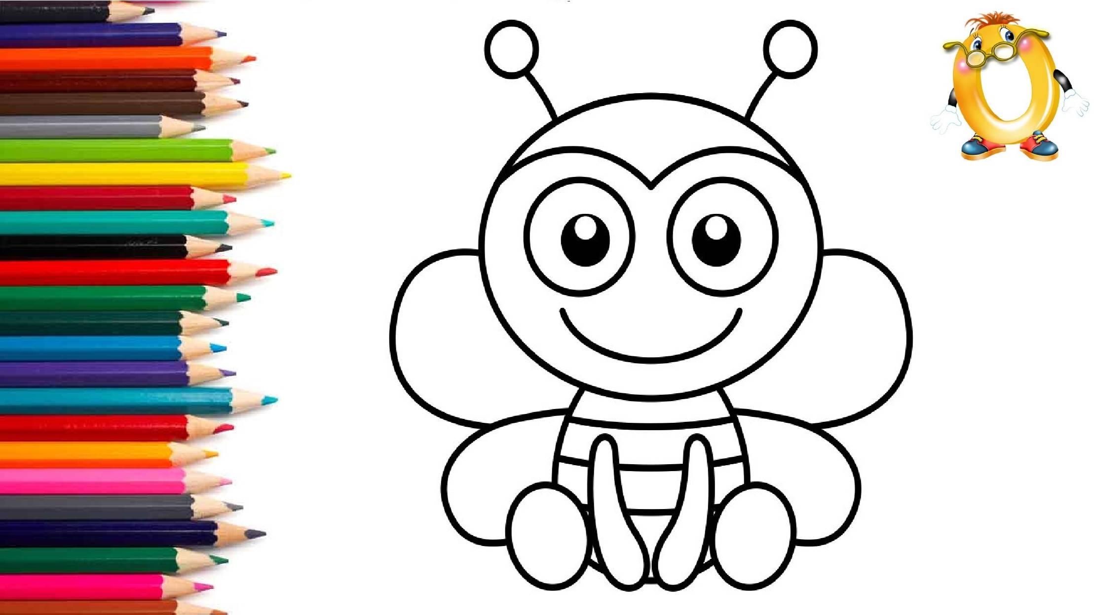 Мультик - раскраска для детей ПЧЕЛА. Учимся как рисовать ПЧЕЛКУ вместе с детьми // ОБУЧАШКА ТВ