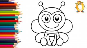 Мультик - раскраска для детей ПЧЕЛА. Учимся как рисовать ПЧЕЛКУ вместе с детьми // ОБУЧАШКА ТВ