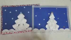 Ёлочка! Аппликация из цветной бумаги и ватных дисков! Поделки своими руками!