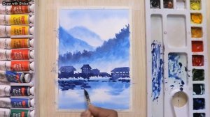 Мастер-класс для начинающих по рисованию акварелью туманного горного пейзажа, легко