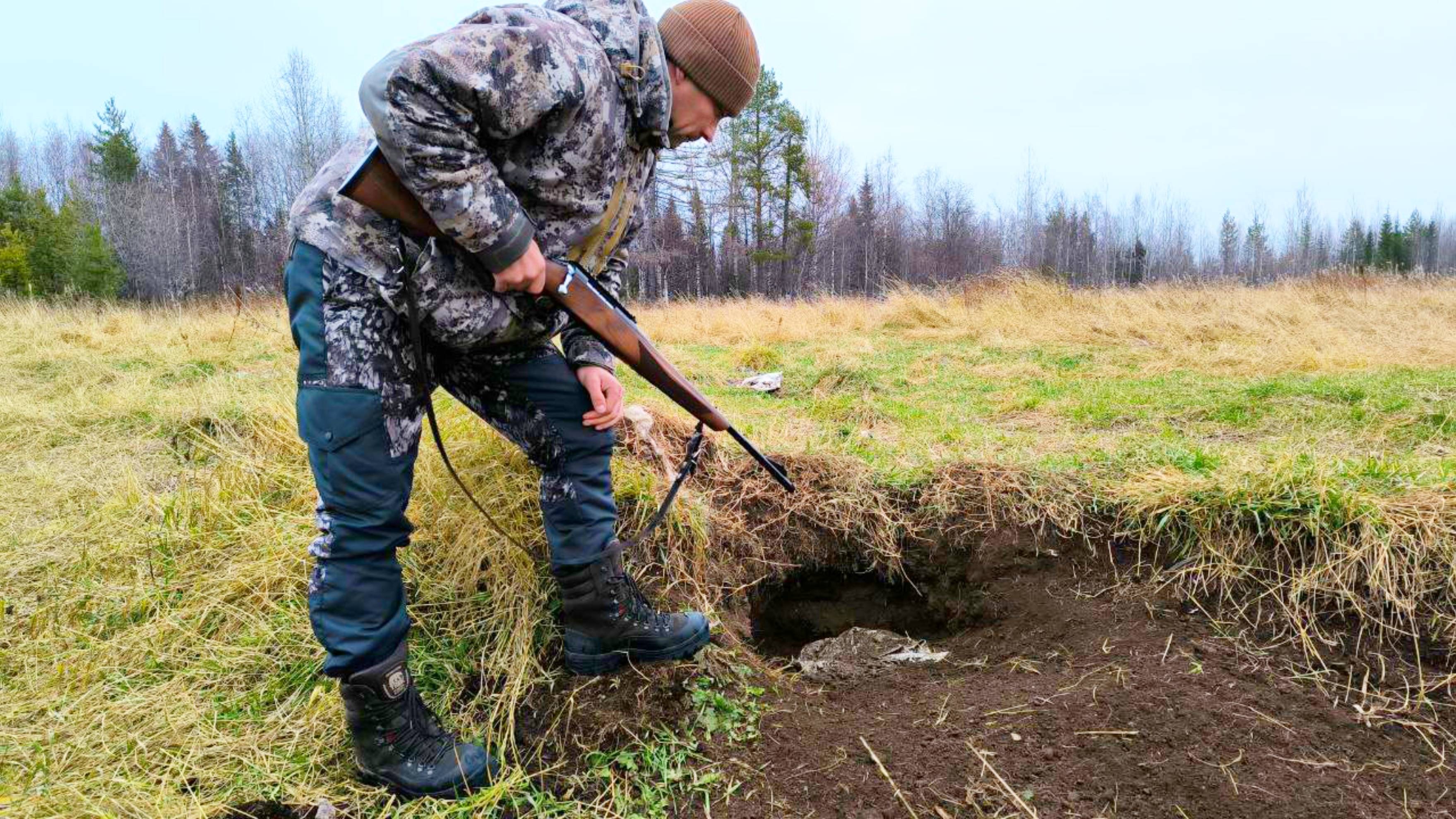 МЕДВЕДЬ ВСЁ СОЖРАЛ ЧТО БЫЛО ЗАКОПАНО / ОХОТА НА ХИЩНИКА С КАРАБИНОМ ЛОСЬ 145 / SFH VARG L25.