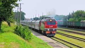Прибытие и отправление ТЭП70БС-245 с поездом Самара - Минск на ст. Моршанск