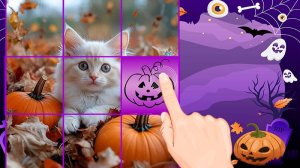 Котики Хэллоуин: слайд-пазл