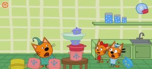 Три Кота Мультфильм Игра Башня на кухне из кастрюлек.