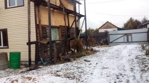 Выпал снежок, приехал покормить Уголька.