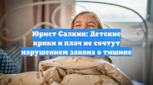 Юрист Салкин: Детские крики и плач не сочтут нарушением закона о тишине