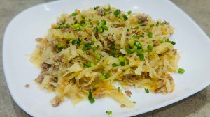 Тушеная капуста с фаршем / Как приготовить тушеную капусту с фаршем в кастрюле (казане)