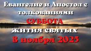 Евангелие дня 8 НОЯБРЯ 2025 с толкованием.  Апостол дня.  Жития Святых.