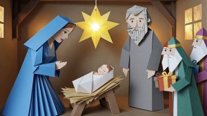 Рождение Иисуса. Стиль Оригами.