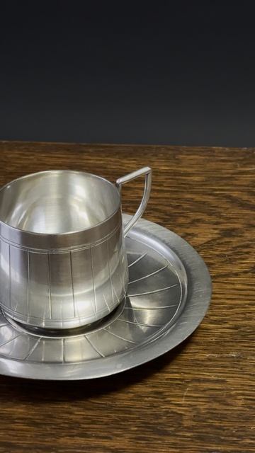 Посеребрённая чашка с блюдцем (Франция, начало XX века)