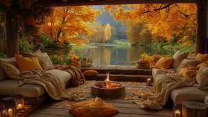 Peaceful Autumn by the Riverside Gentle Piano Cozy Fireplace Sounds for Sleep Study