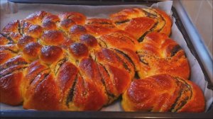 Пышный пирог с маком Дрожжевые булочки с маком Красивая выпечка рецепт