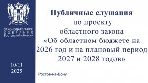 Публичные слушания по проекту областного закона «Об областном бюджете на 2026 год и на плановый пери