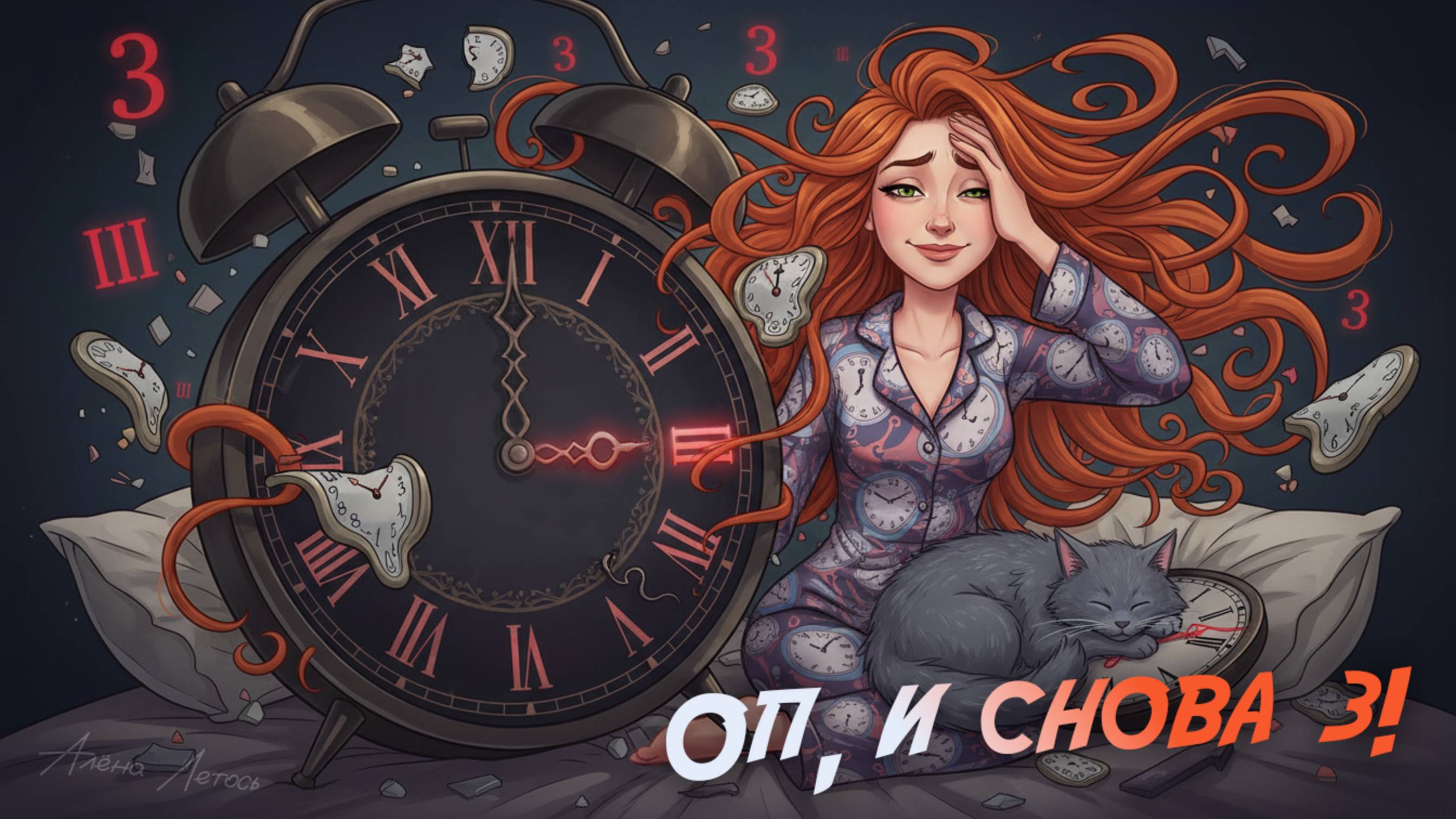 Забавная ироничная авторская песня про творческую бессонницу —  «Оп, и снова три!»