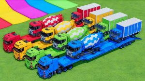 Катаемся на крутых разноцветных машинках и грузовиках из мультиков для детей №1