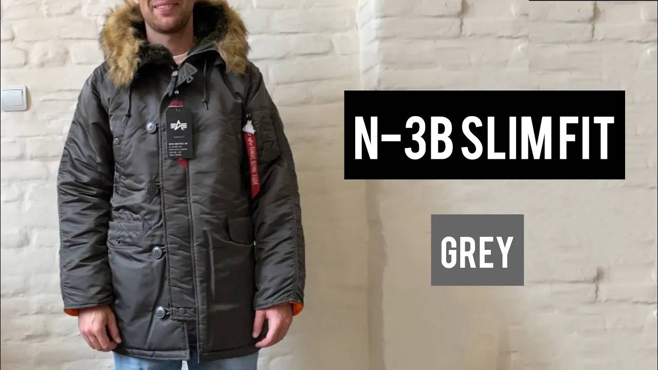 Парка Alpha Industries N-3B Slim Fit Rep. Grey (Серая) смотреть онлайн