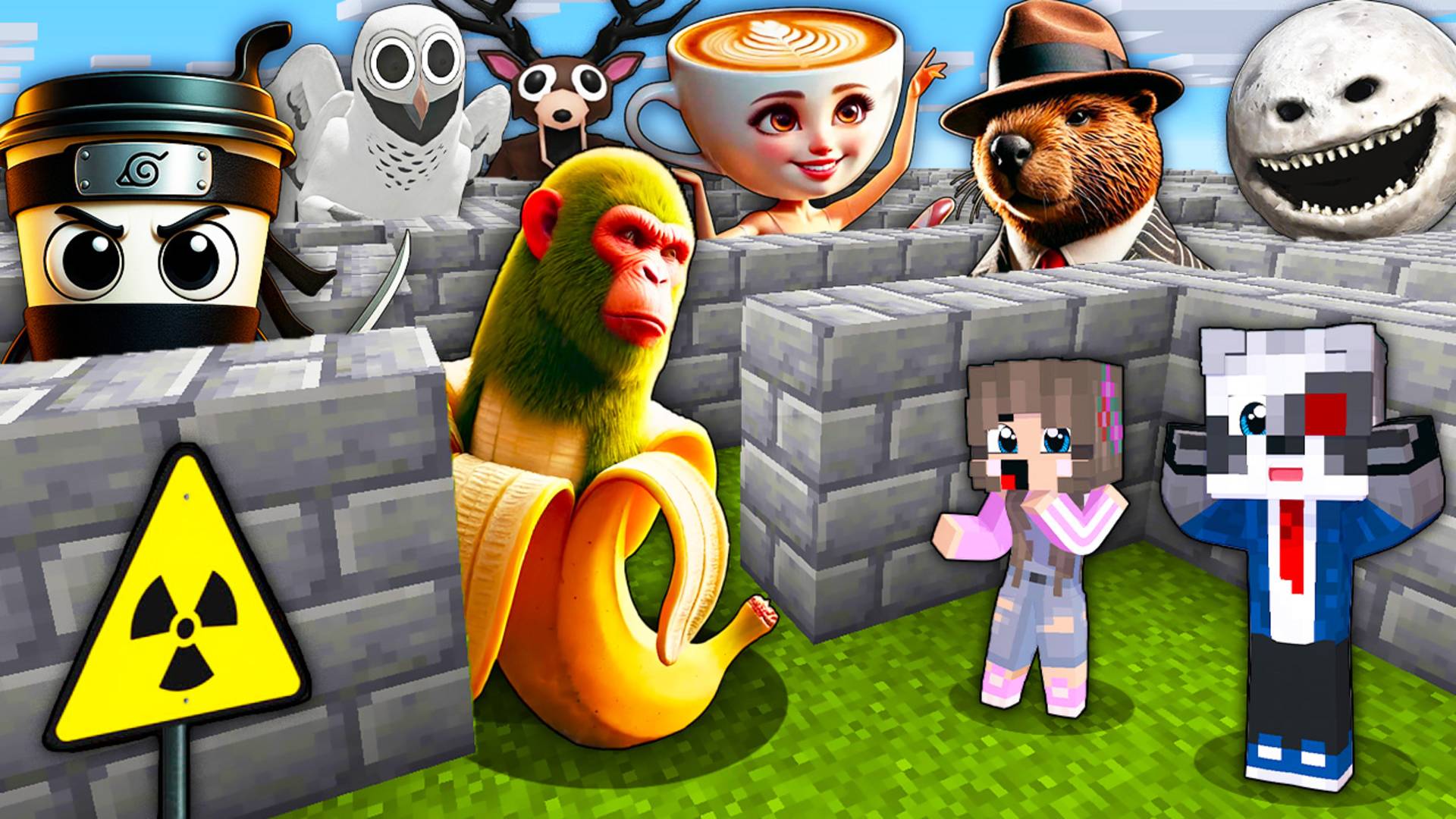 НУБ И ПРО В ЛАБИРИНТЕ БРЕЙНРОТ ЖИВОТНЫЕ и ОЛЕНЬ 99 НОЧЕЙ В ЛЕСУ ЛУНА ПРОСНУЛАСЬ В МАЙНКРАФТ АНИМАЦИЯ смотреть онлайн