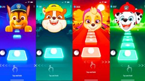 Мультики для Детей Щенячий Патруль Tiles Hop - Гончик, Крепыш, Скай, Маршалл