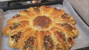 Пирог ПОДСОЛНУХ |ПИРОГ МЯСНОЙ | Домашняя выпечка на молоке | ПИРОГ НЕЖНЫЙ и ВОЗДУШНЫЙ