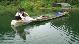 Ставлю сети на озере. Словила много рыбы, и продаю ее на местном рынке. Жизнь во Вьетнаме