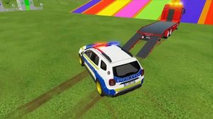 КРАСОЧНЫЙ МУЛЬТФИЛЬМ С ПОЛИЦЕЙСКИМИ МАШИНКАМИ. АВТОВОЗ ВЕЗЕТ МАШИНКИ С МИГАЛКАМИ И СИРЕНОЙ В ГАРАЖ.