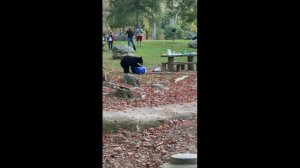 Американские туристы решили устроить пикник на берегу реки.