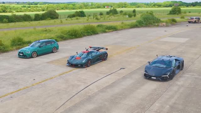 Koenigsegg Jesko против Lambo Revuelto на 1000-сильном BMW M3 смотреть онлайн