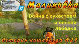 Farming Simulator 22. Малиновка. История нищеброда №27. Война с сухостоем и лесная лебёдка.