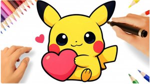 КАК ЛЕГКО НАРИСОВАТЬ ПИКАЧУ С СЕРДЕЧКАМИ 💟