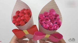 Цветы из бумаги. Очень милый мини Букет роз своими руками