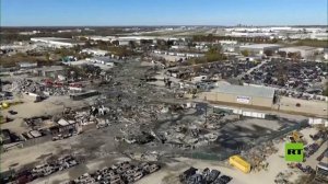 لقطات صادمة من موقع تحطم طائرة شحن بولاية كنتاكي