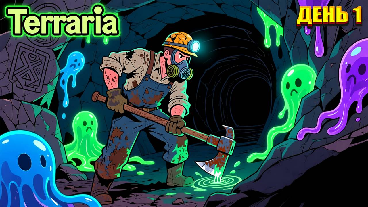 Копаем шахту в Terraria | День 1