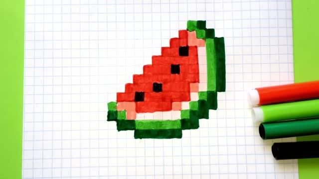Как Рисовать Арбуз из Майнкрафт - Рисунки по Клеточкам ♥ Pixel Art - How to Draw Watermelon