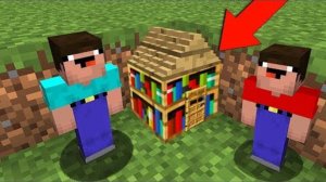 НУБ В ОДИН БЛОК ПОСТРОИЛ ДОМ В КНИЖНОЙ ПОЛКЕ МАЙНКРАФТ МИР УМЕНЬШИЛСЯ НУБИК И ТРОЛЛИНГMINECRAFTМульт