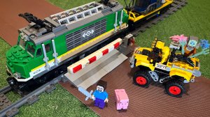 МУЛЬТИКИ ПРО МАШИНКИ, ПОЕЗДА и  железнодорожный переезд / Лего поезда и Лего Майнкрафт