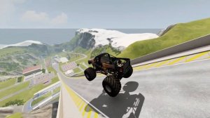 Эпические прыжки и аварии монстр-траков на высокой скорости  в BeamNG Drive