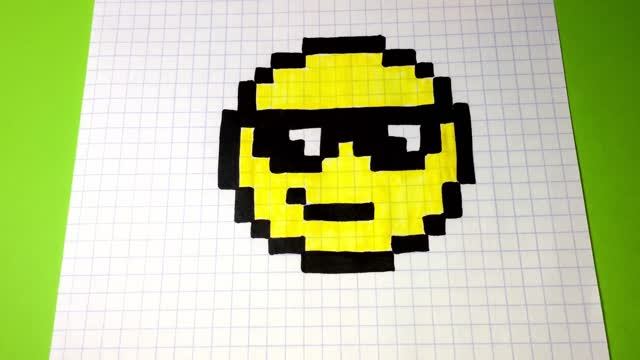 Как Рисовать Смайлик в Очках - Рисунки по клеточкам ♥ How to Draw Emoji with Sunglasses #pixelart