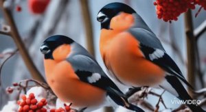 ЗА ОКОШКОМ СНЕГИРИ ГРЕЮТ КУСТ РЯБИНОВЫЙ...