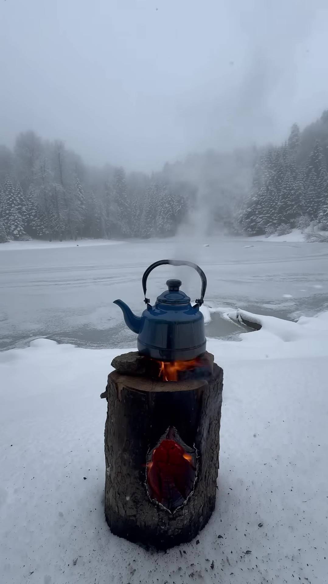 Чай на дровах в ледниковом озере 🪵🧊