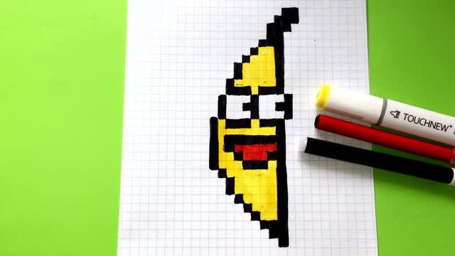 Как Рисовать Банан по Клеточкам - Рисунки по Клеточкам ♥ Pixel art