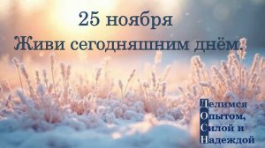 25 ноября. Живи сегодняшним днём.