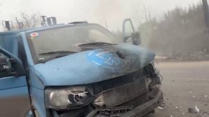 Прицельный удар по авто в районе Константиновки. Олег живой. Получил кучу ощущений